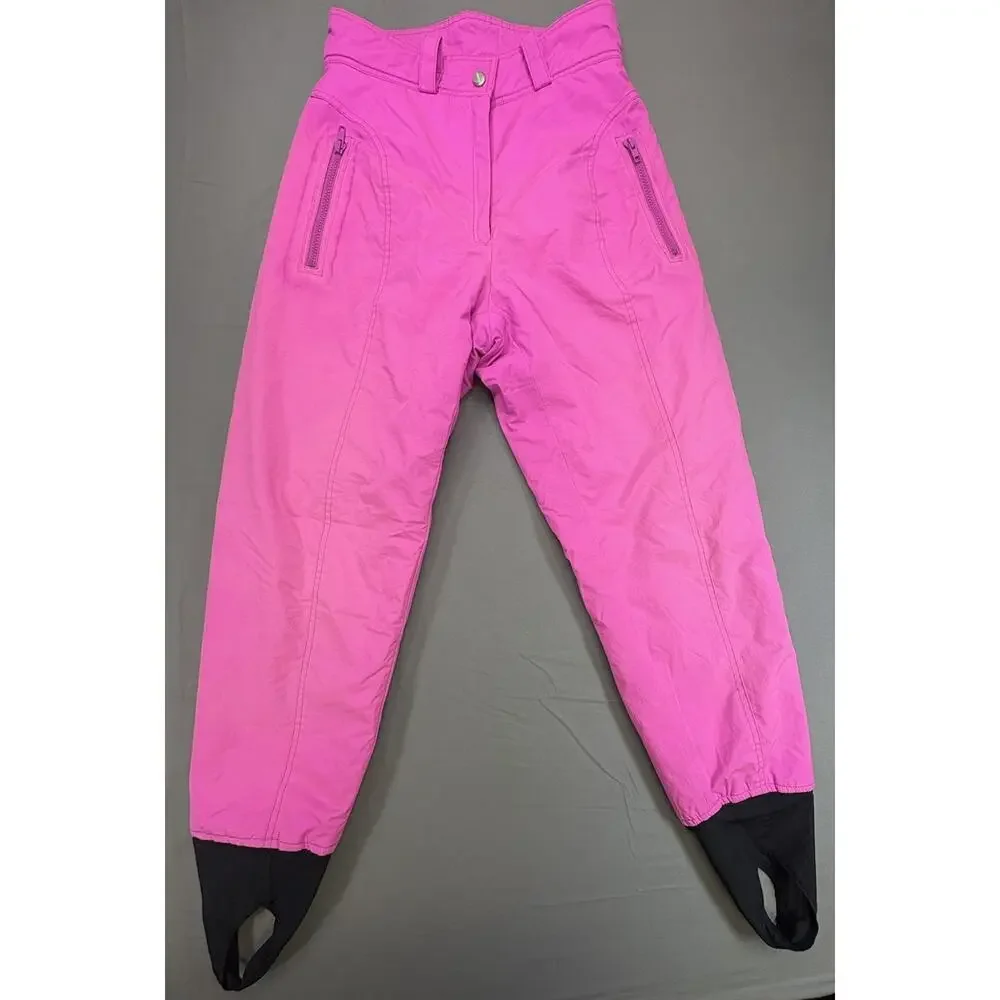 Vintage 80s 90s Tyrolia by Head Neon Hot Pink Ski Snow Pants Girl’s 10 Celtech - Picture 1 of 12